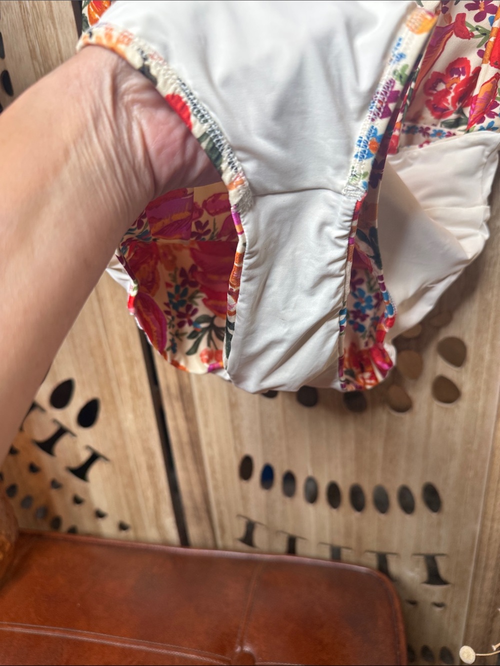 FARM Rio Floral Tie-Shoulder One-Piece - Pink, Orange & White - Picture 8 of 8